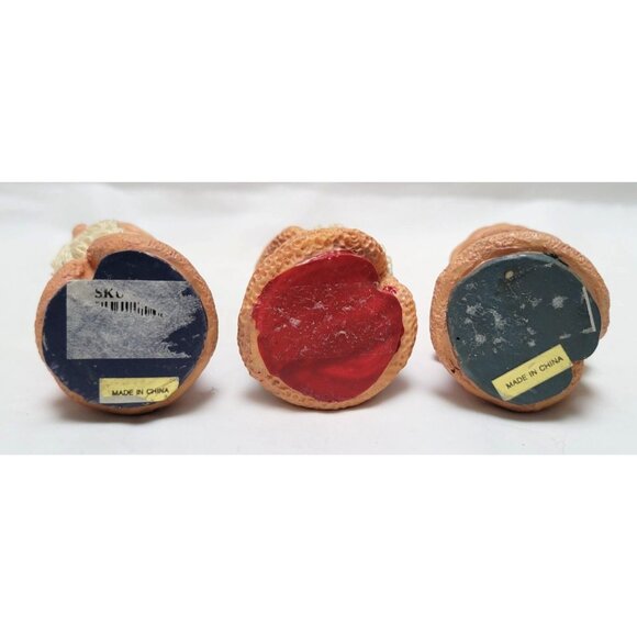 Vintage Lot of 3 Festive Santa Gnome 4 " Tall Resin Figurines With Beards Hats - Picture 6 of 6